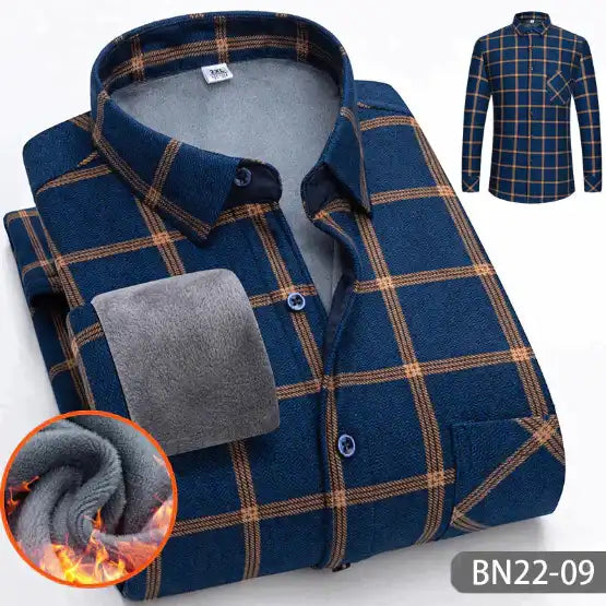Chemise en flanelle doublée de polaire pour homme