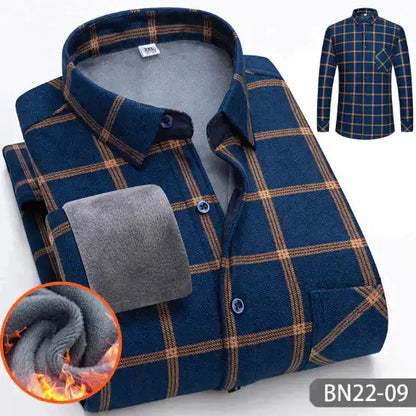 Chemise en flanelle doublée de polaire pour homme