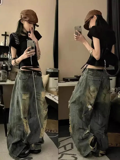 Jean Large en Denim pour Femme