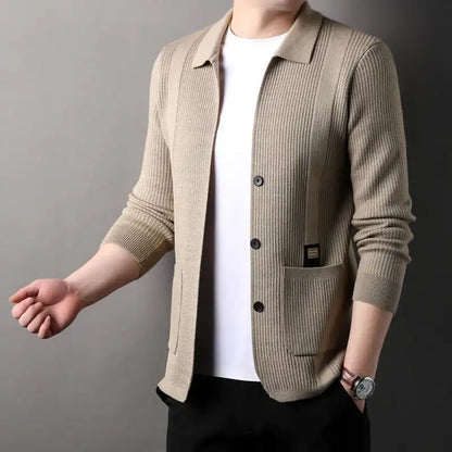 Manteau Tricoté à Col Revers pour Hommes