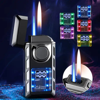 Briquet Rechargeable à Double Flamme Anti-Vent