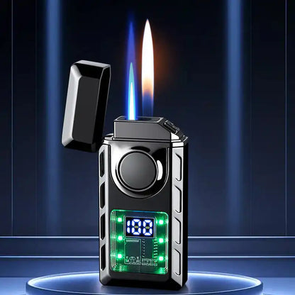 Briquet Rechargeable à Double Flamme Anti-Vent