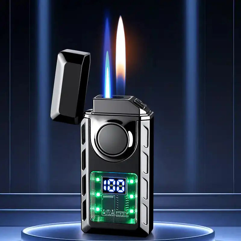 Briquet Rechargeable à Double Flamme Anti-Vent